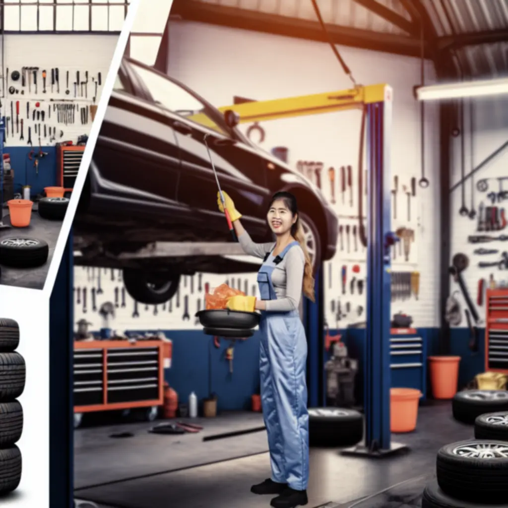 Monteur bij een bandenwissel in de garage van VelMotoir