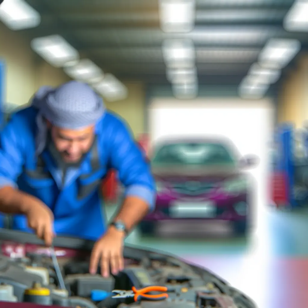 Close-up van een monteur die gefocust aan een voertuig werkt met modern gereedschap